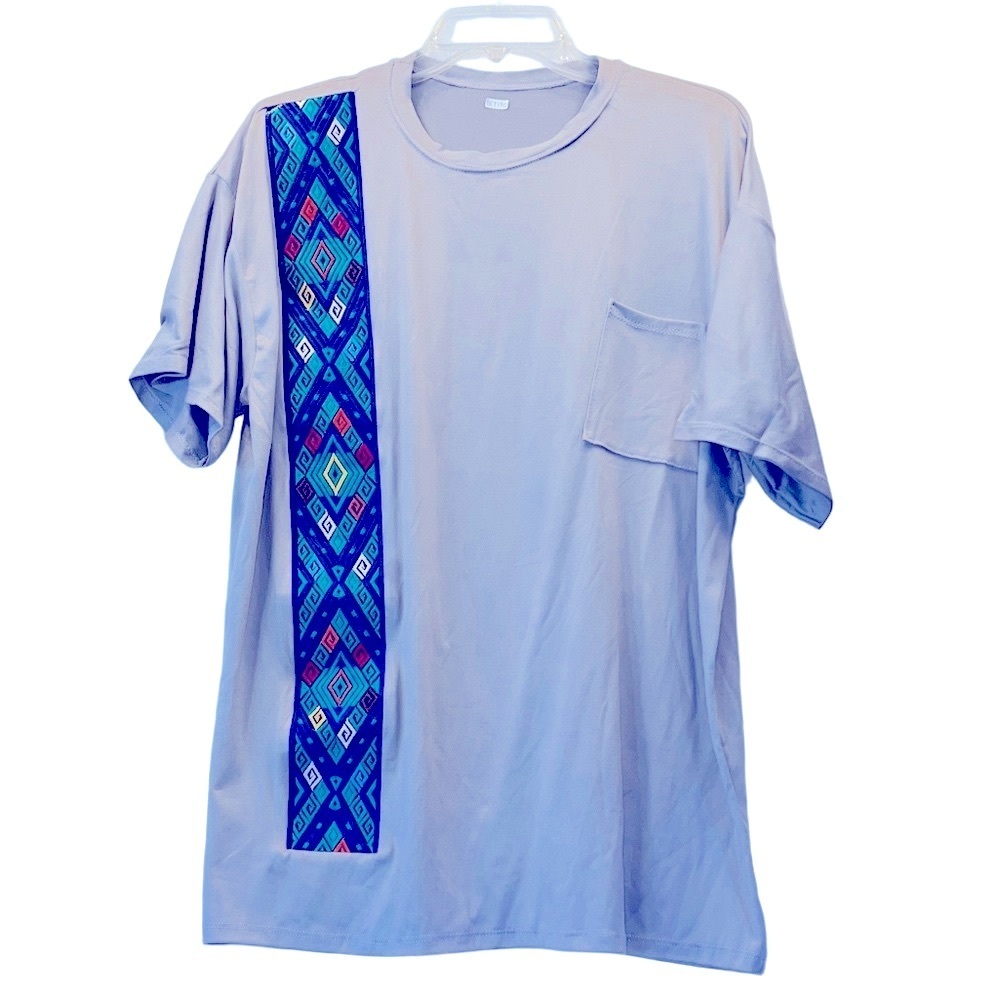 Men's Stylish Gray Tee with Geometric Pattern